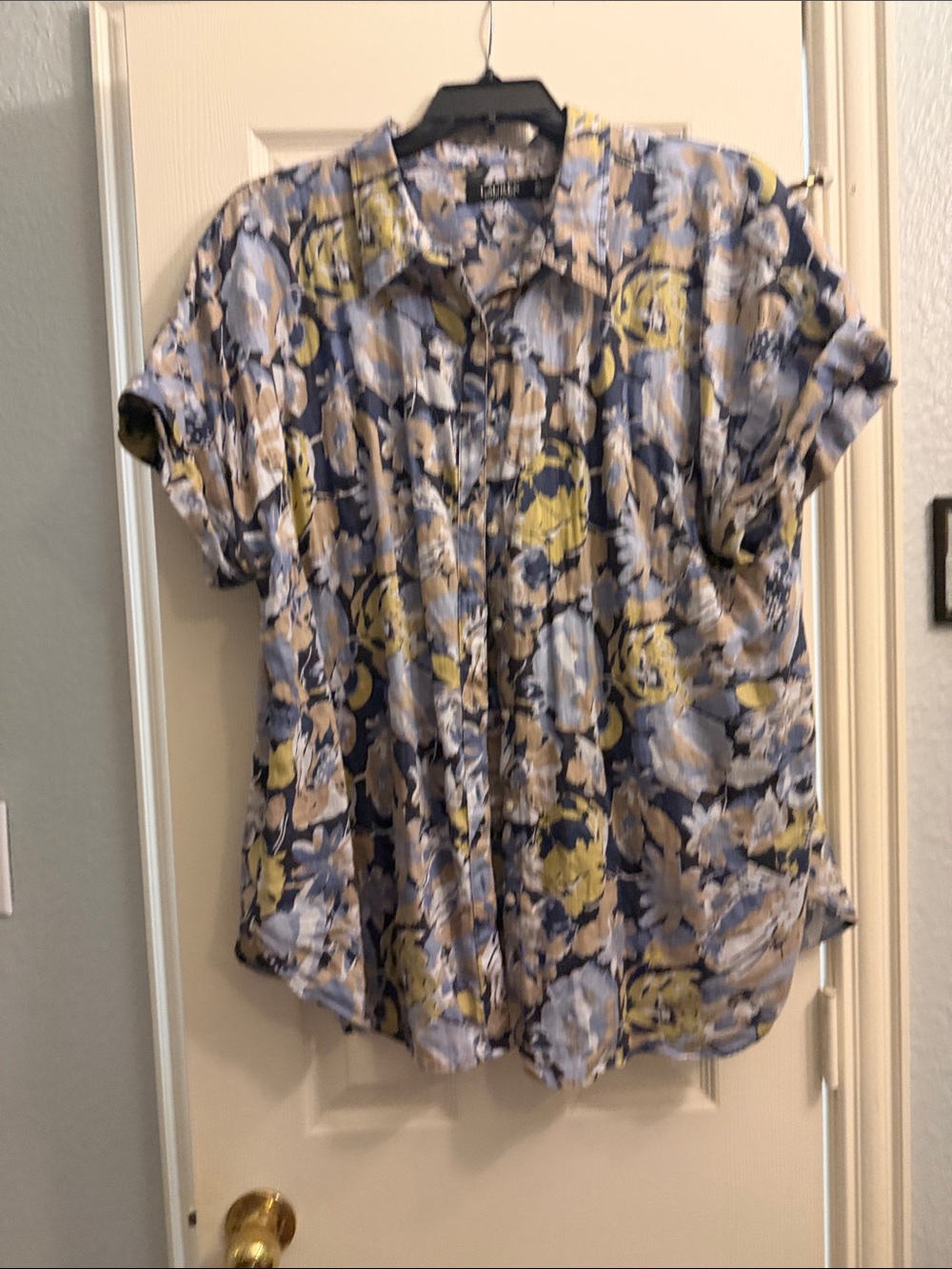 Ralph Lauren Blue, Yellow and Cream Floral Button-Down Shirt